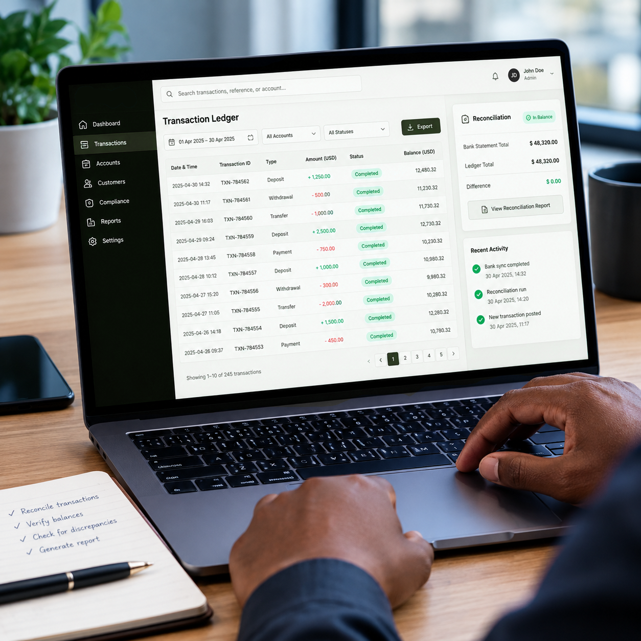 Core ledger and reconciliation